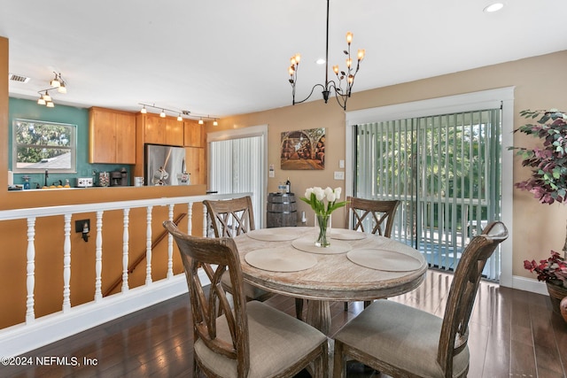 14 Ballard Ave, Saint Augustine, FL 32084 - dining room with rail lighting, hardwood / wood-style flooring, a chandelier, and recessed lighting