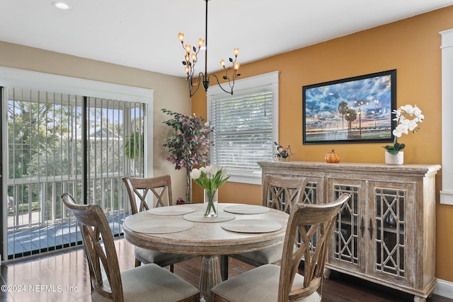14 Ballard Ave, Saint Augustine, FL 32084 - dining space featuring a chandelier, wood finished floors, and recessed lighting