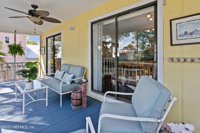 14 Ballard Ave, Saint Augustine, FL 32084 - wooden terrace with a ceiling fan