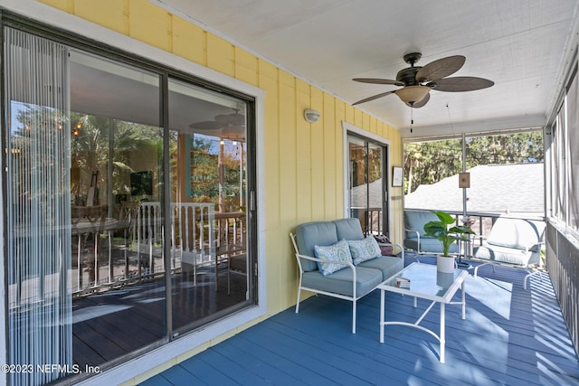 14 Ballard Ave, Saint Augustine, FL 32084 - wooden deck with an outdoor living space and ceiling fan