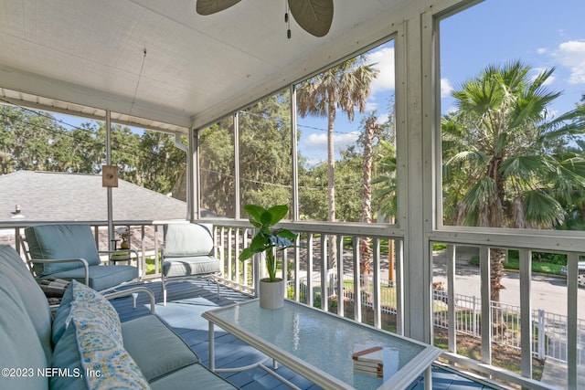 14 Ballard Ave, Saint Augustine, FL 32084 - sunroom / solarium featuring ceiling fan, healthy amount of natural light, and outdoor lounge area