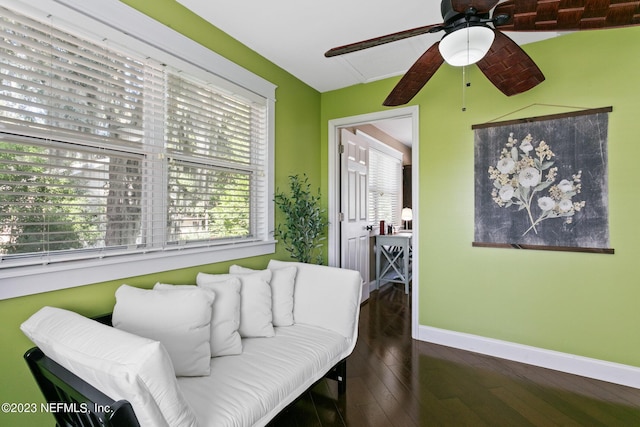 14 Ballard Ave, Saint Augustine, FL 32084 - living room with ceiling fan and wood finished floors