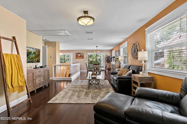 14 Ballard Ave, Saint Augustine, FL 32084 - living area with attic access and dark wood finished floors