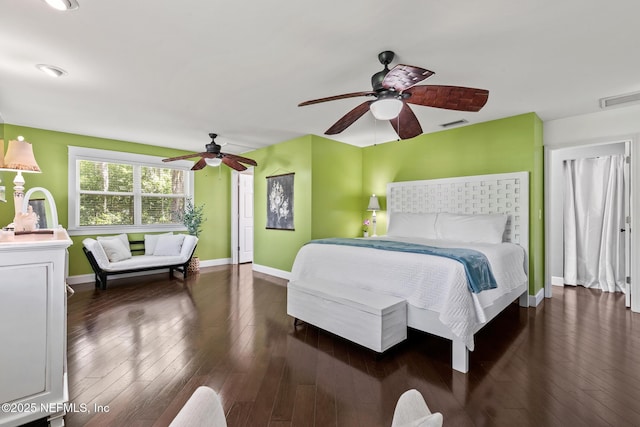 14 Ballard Ave, Saint Augustine, FL 32084 - bedroom with dark wood finished floors and a ceiling fan