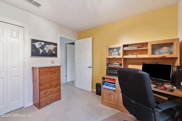 view of carpeted home office