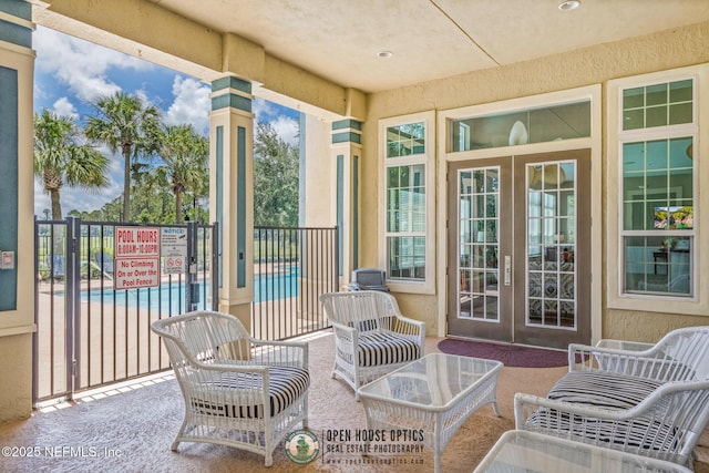 sunroom with french doors