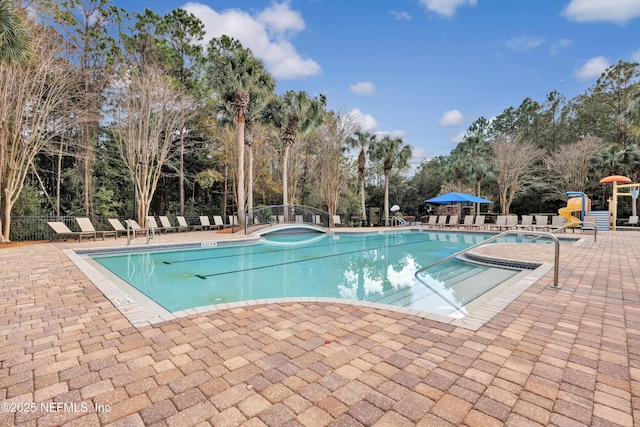 view of pool with a patio area