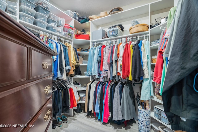 walk in closet featuring light wood-type flooring