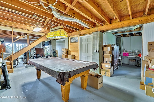 recreation room featuring concrete floors and billiards