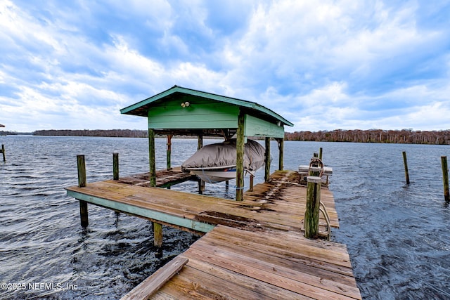 dock area featuring a water view