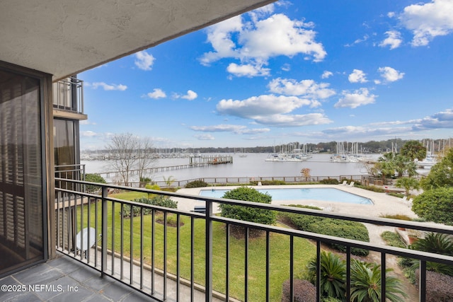 balcony with a water view