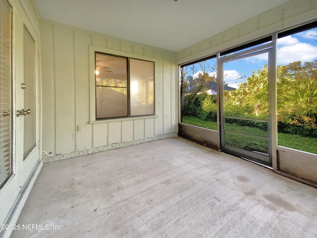 view of unfurnished sunroom