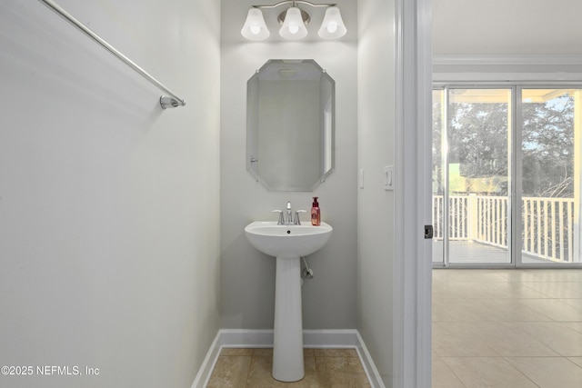 bathroom with tile patterned flooring