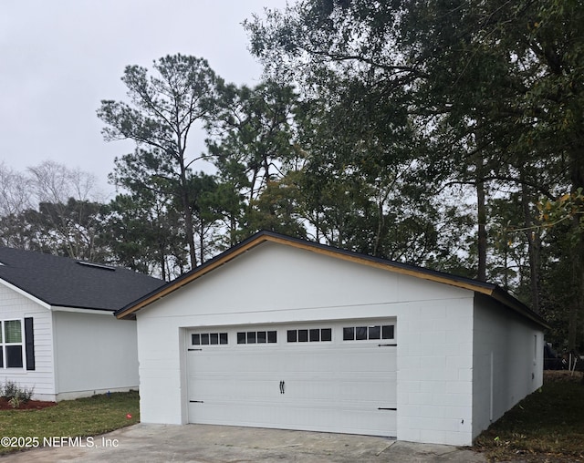 exterior space featuring a garage