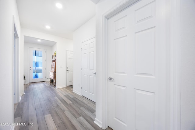 hall featuring light wood-type flooring