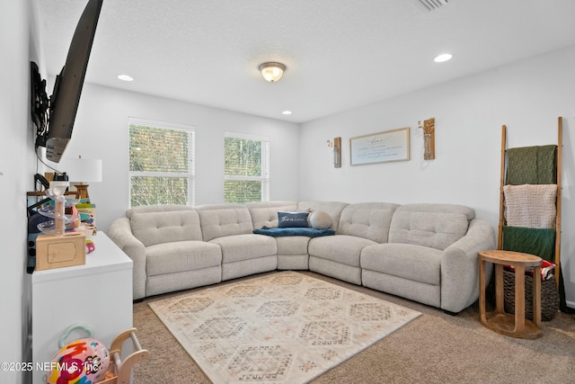 living room with carpet flooring