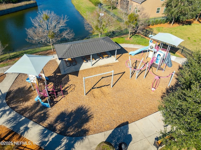 bird's eye view featuring a water view