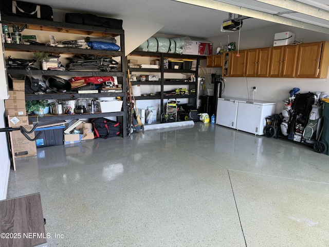 garage with a garage door opener