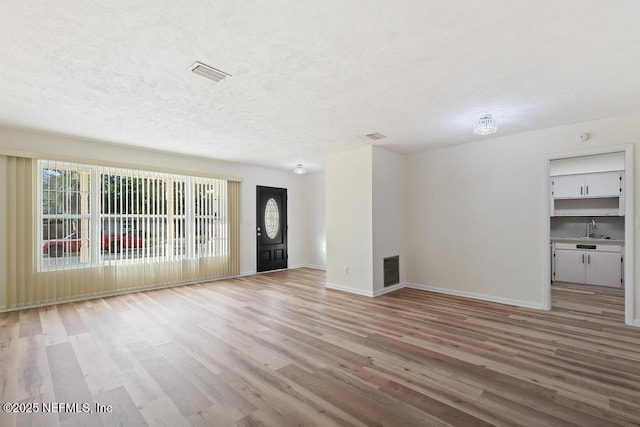 interior space featuring hardwood / wood-style flooring and sink