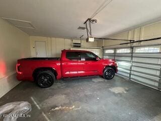 garage with a garage door opener