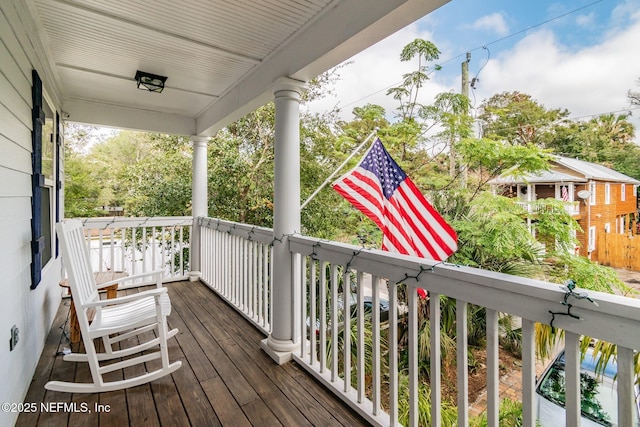 deck with covered porch