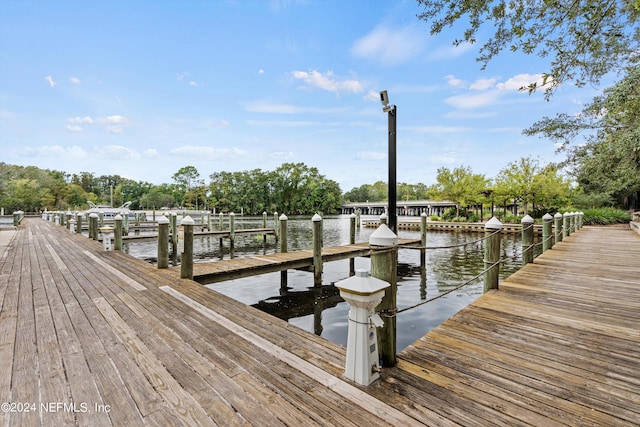 view of dock featuring a water view