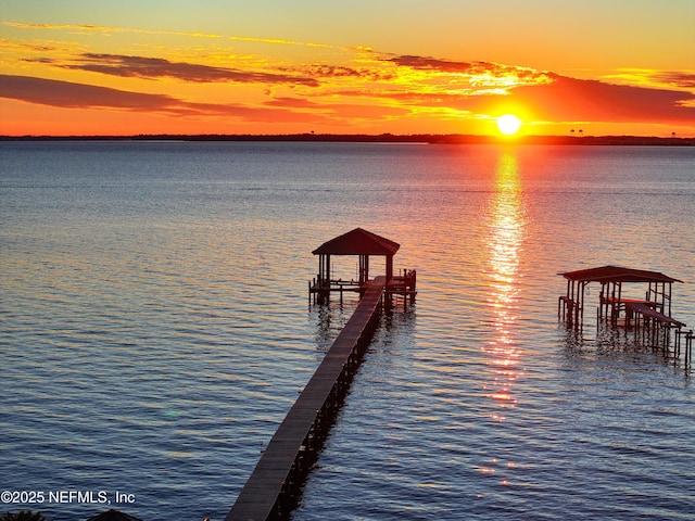 view of dock featuring a water view