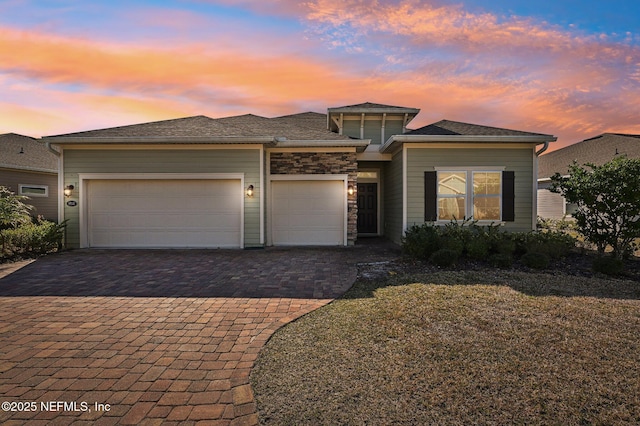 prairie-style house with a garage