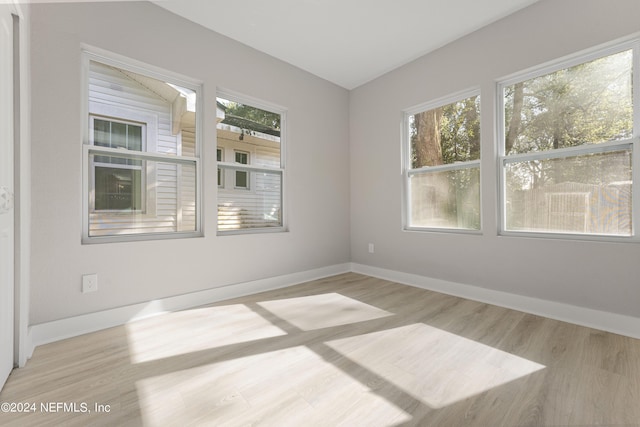 spare room featuring light hardwood / wood-style floors