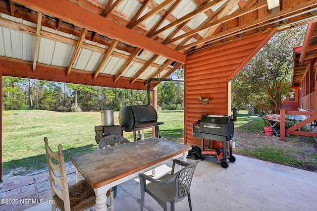 view of patio featuring a grill