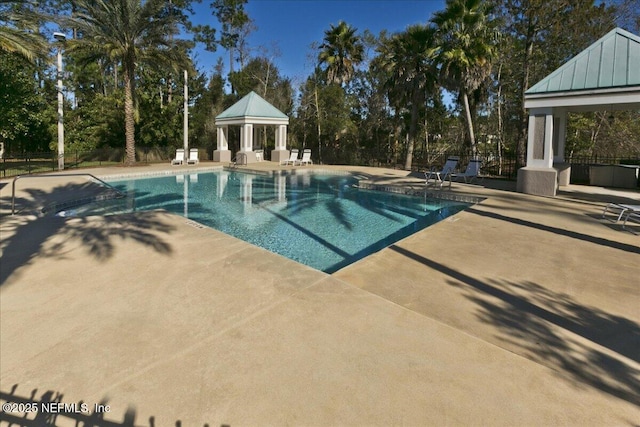 view of pool with a gazebo and a patio area