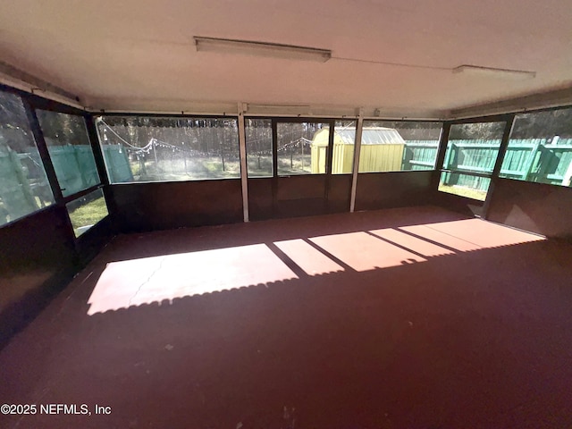 view of unfurnished sunroom