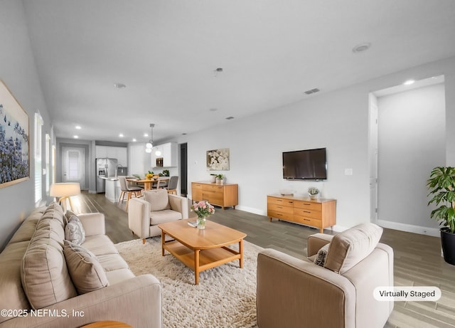 living room featuring hardwood / wood-style flooring