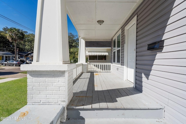 deck with a porch