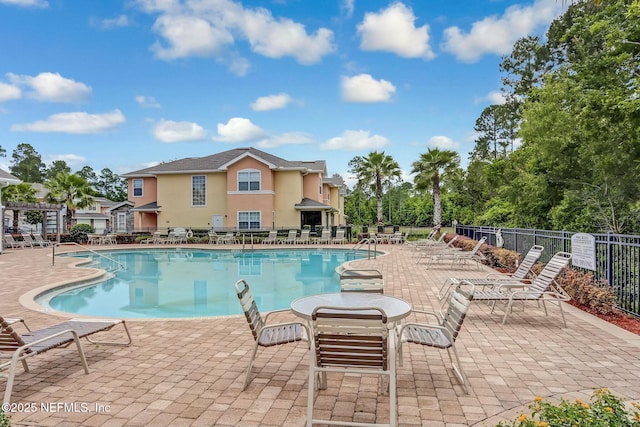 view of swimming pool featuring a patio