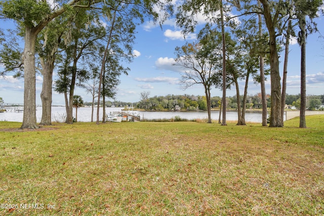 view of yard featuring a water view