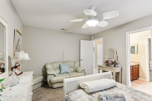 living room with ceiling fan