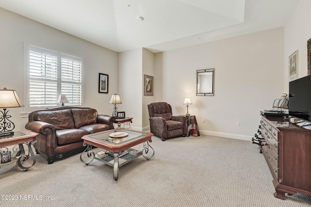 living room with light carpet