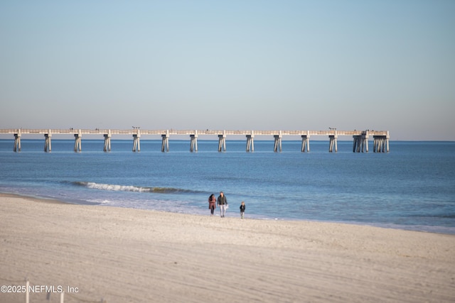 property view of water featuring a view of the beach