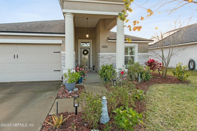 entrance to property with a garage