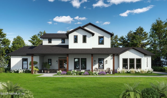 view of front facade featuring a front yard and a porch