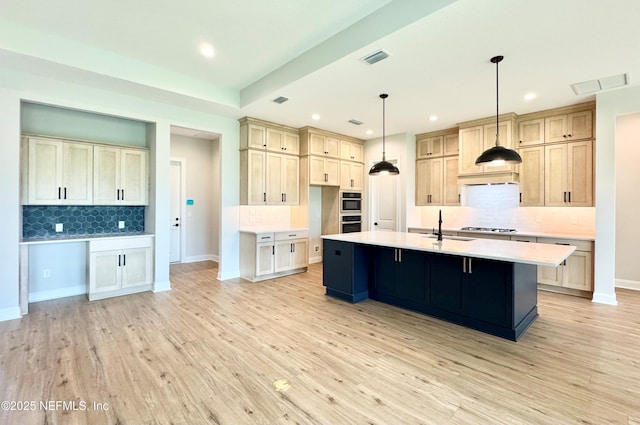 44 Vega Ct, Saint Augustine, FL 32095 - kitchen with a sink, decorative backsplash, recessed lighting, and visible vents