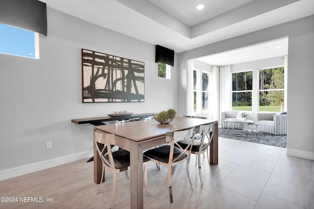 tiled dining area featuring plenty of natural light and breakfast area