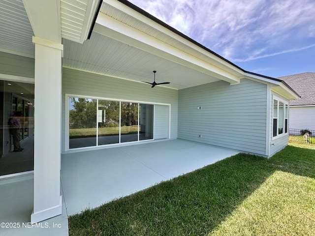 269 Pasarela Dr, Saint Augustine, FL 32095 - exterior space featuring a lawn, a ceiling fan, and a patio
