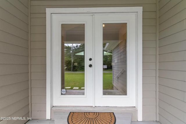 doorway to property with french doors