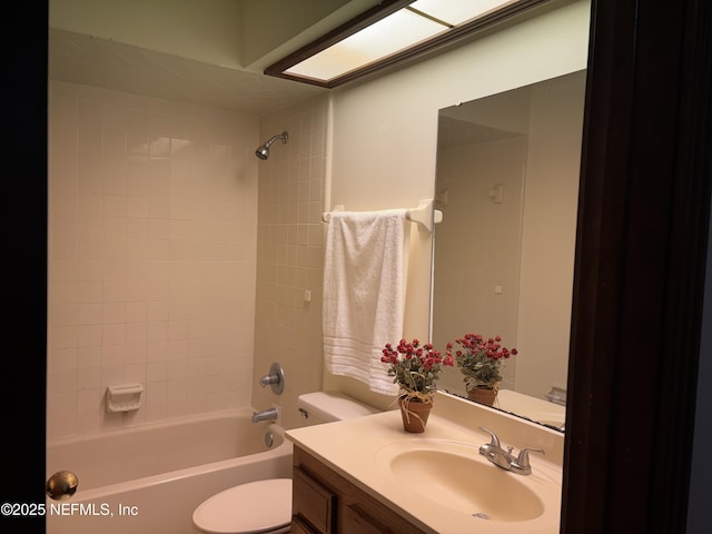 full bathroom with shower / washtub combination, toilet, and vanity