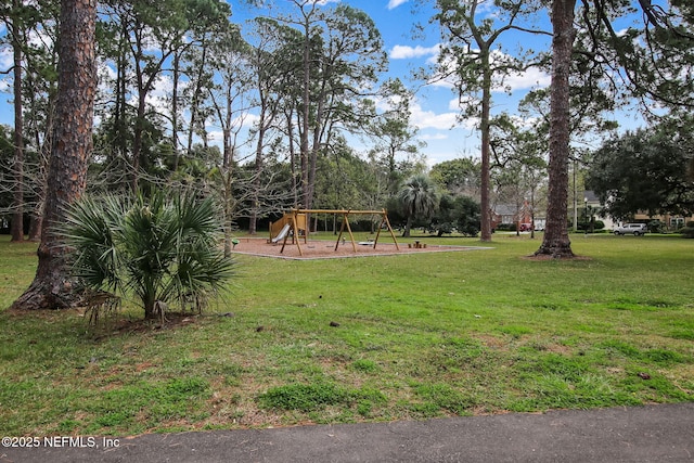 view of yard featuring a playground