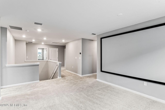 view of carpeted home theater room