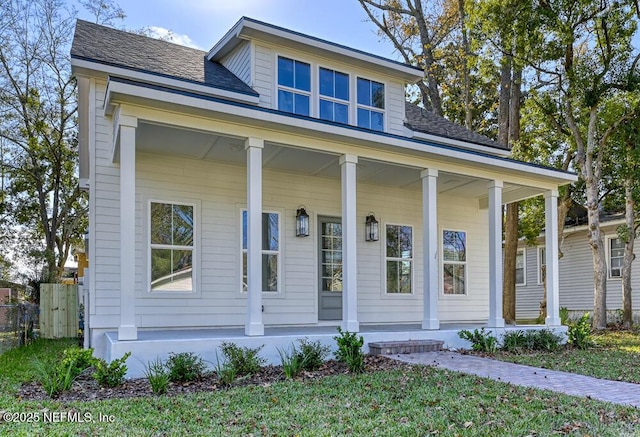 view of front of home featuring covered porch