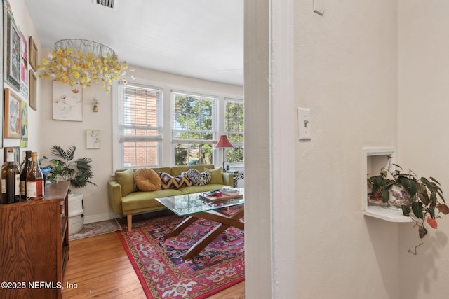 living room featuring light hardwood / wood-style flooring